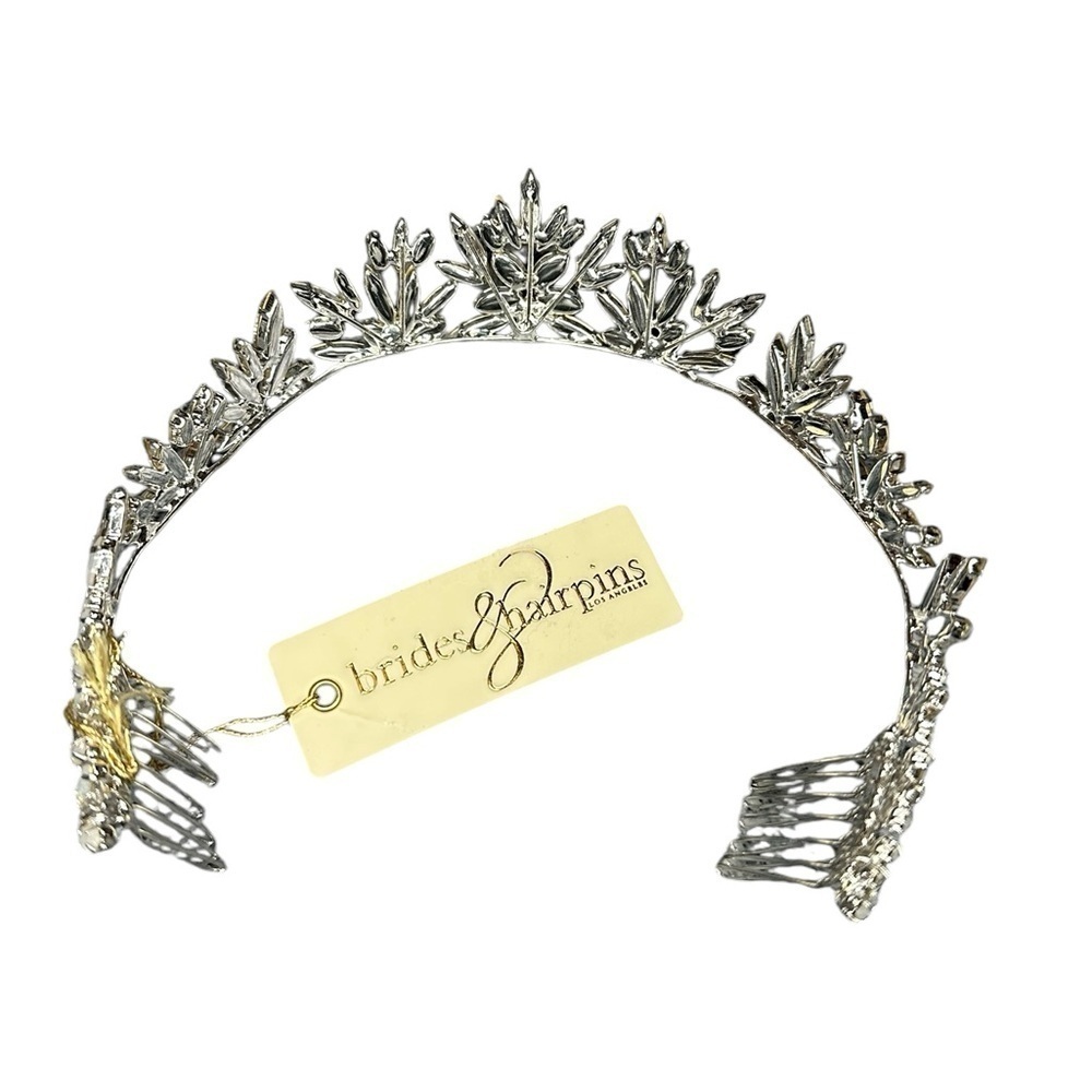 NEW Brides & Hairpins Honora Crystal Opal Sterling Silver Halo Comb Crown Tiara - Picture 13 of 14